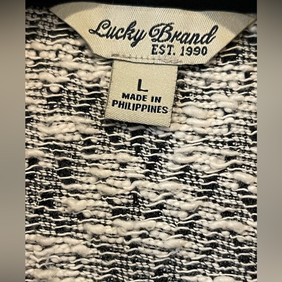 🔥🍀Lucky Brand women’s zip up cotton fleece jacket size L black/white. Quality! - Picture 2 of 5